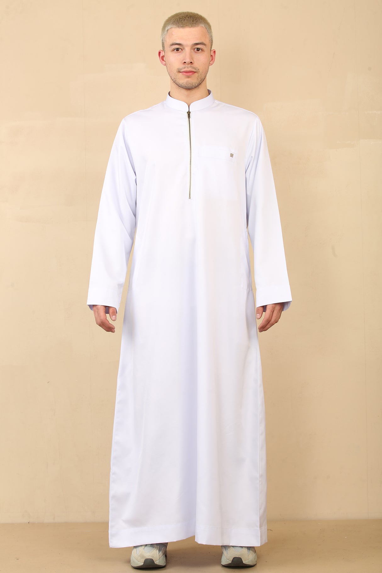 Men's Kuwaiti Matt Finish Zipper Jubba (White)