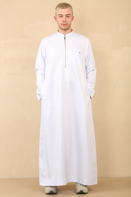 Men's Kuwaiti Matt Finish Zipper Jubba (White)