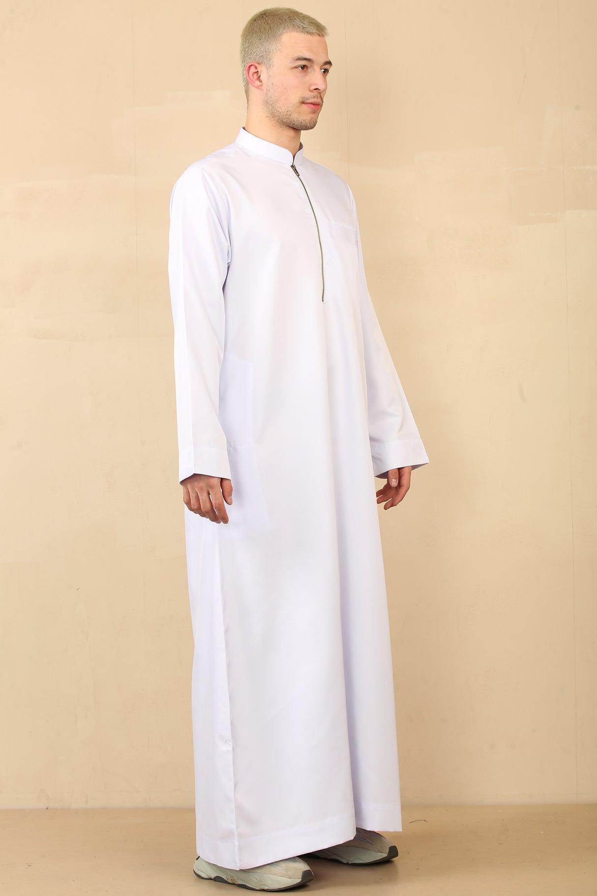 Men's Kuwaiti Matt Finish Zipper Jubba (White)