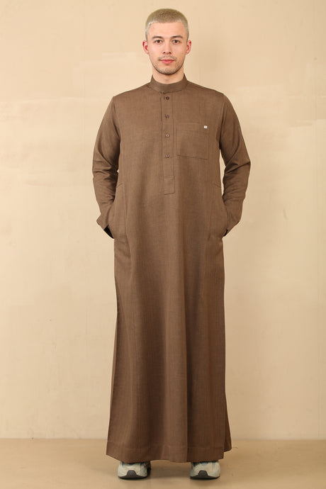 Men's Saudi Classic Luxury Thick Soft Jubba (Brown)