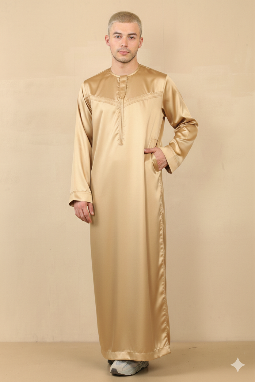 Men's Emirati Embroidered Shiny Tassel Jubba