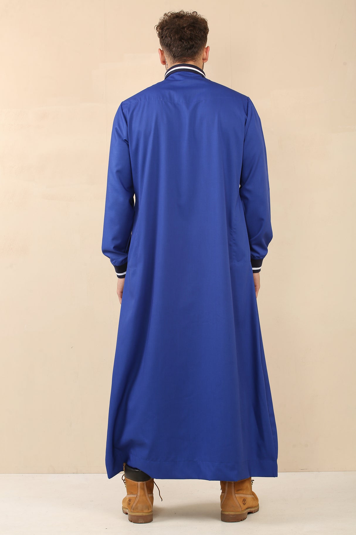 Men's Polo Collar Viscose Jubba (Blue)
