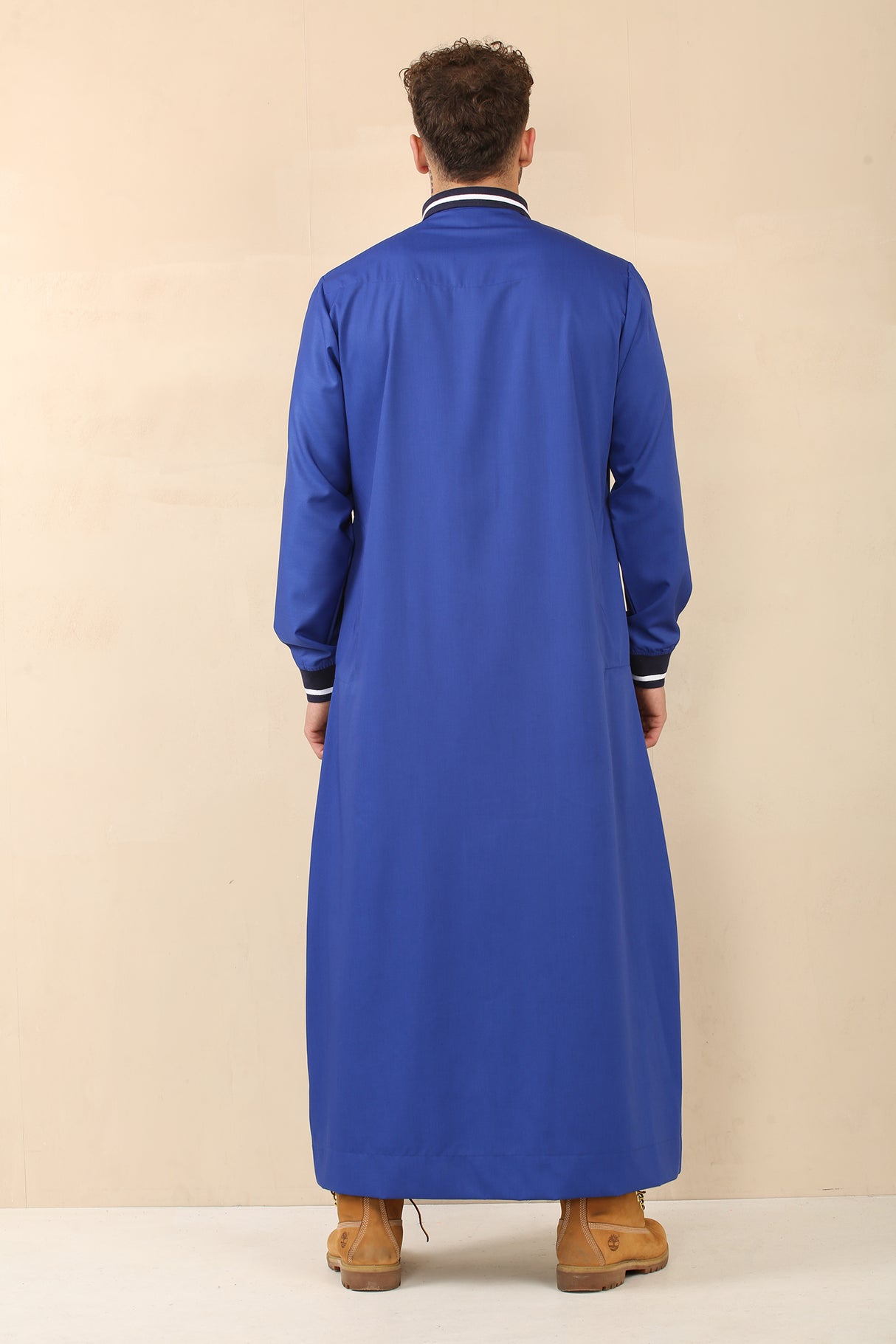 Men's Polo Collar Viscose Jubba (Blue)