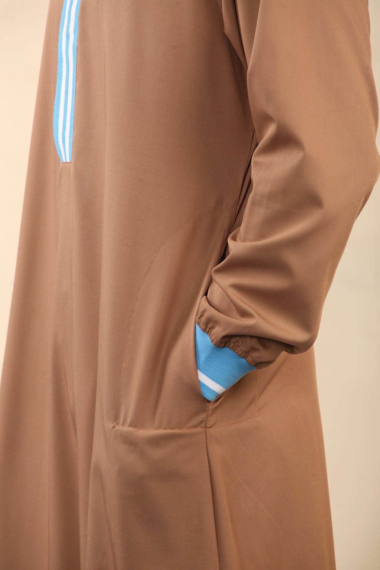 Men's Polo Collar Viscose Zipper Jubba (Caramel)