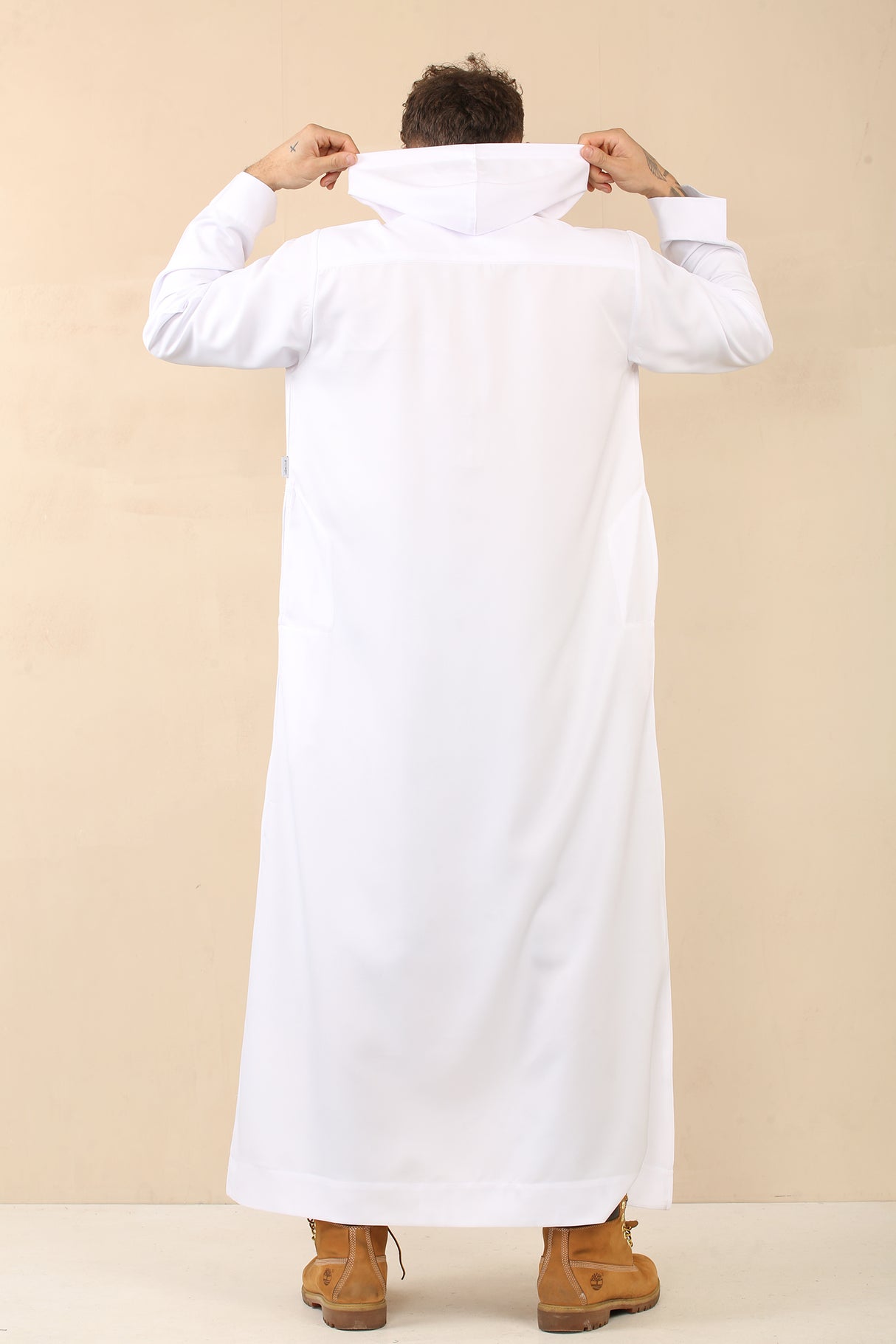 Men's Hooded Zipper Matt Finish Jubba (White)