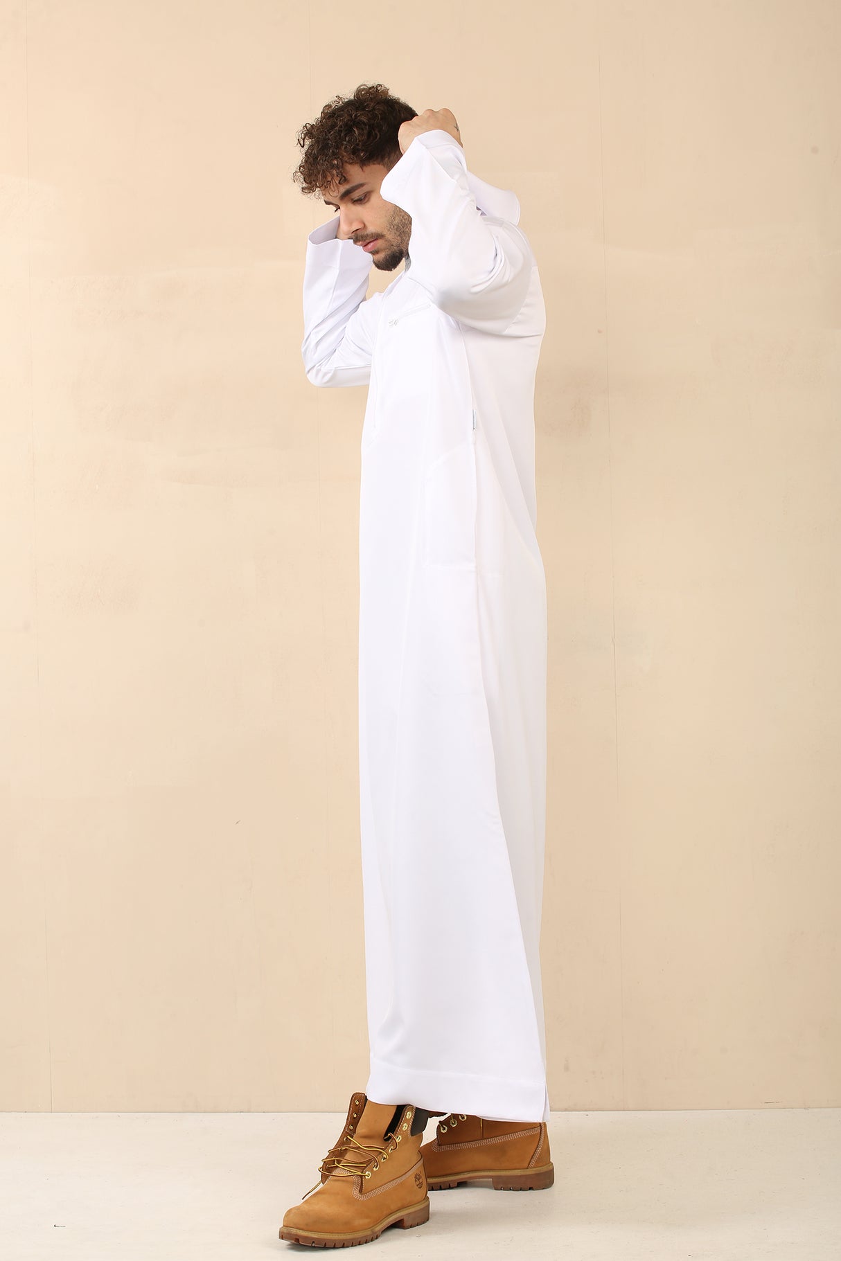 Men's Hooded Zipper Matt Finish Jubba (White)