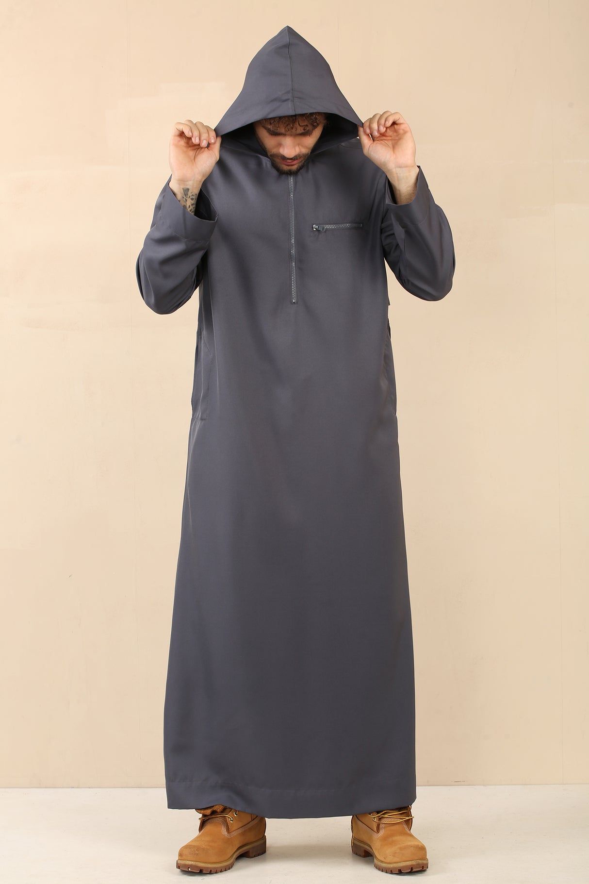 Men's Hooded Zipper Matt Finish Jubba (Space Grey)