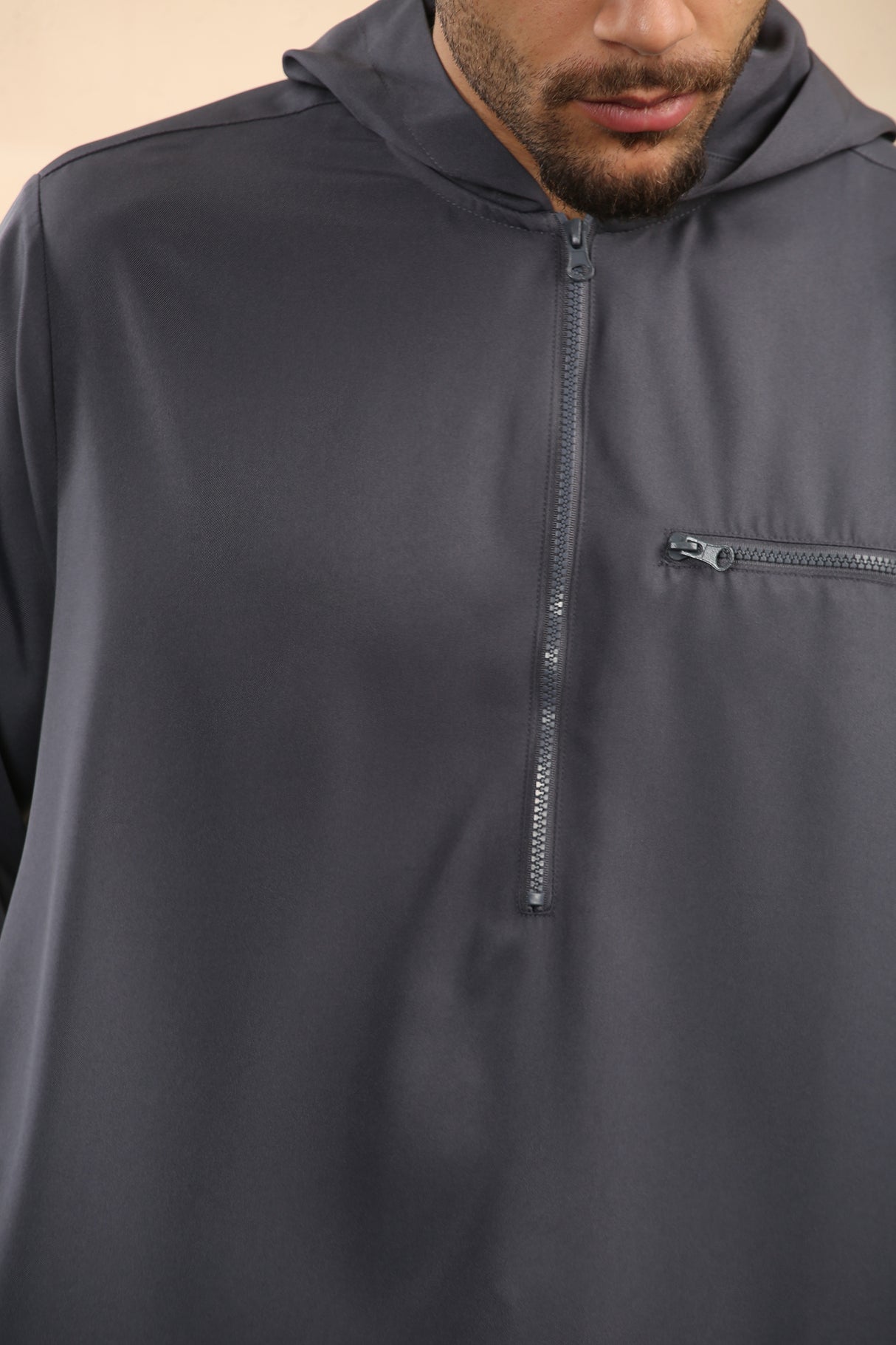 Men's Hooded Zipper Matt Finish Jubba (Space Grey)