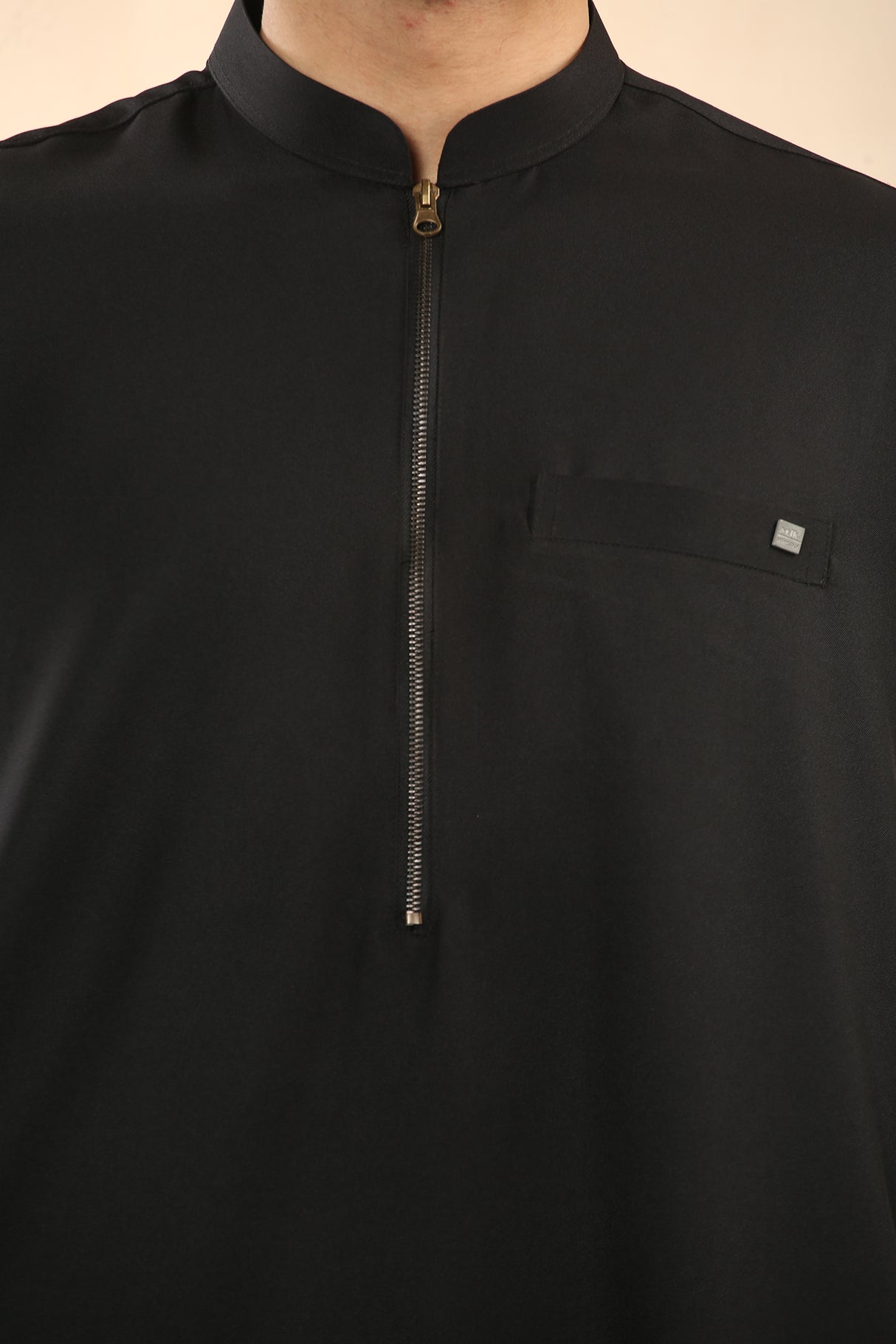 Men's Kuwaiti Matt Finish Zipper Jubba (Black)