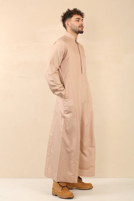 Men's Saudi Oxford Classic Zipper Jubba (Beige)