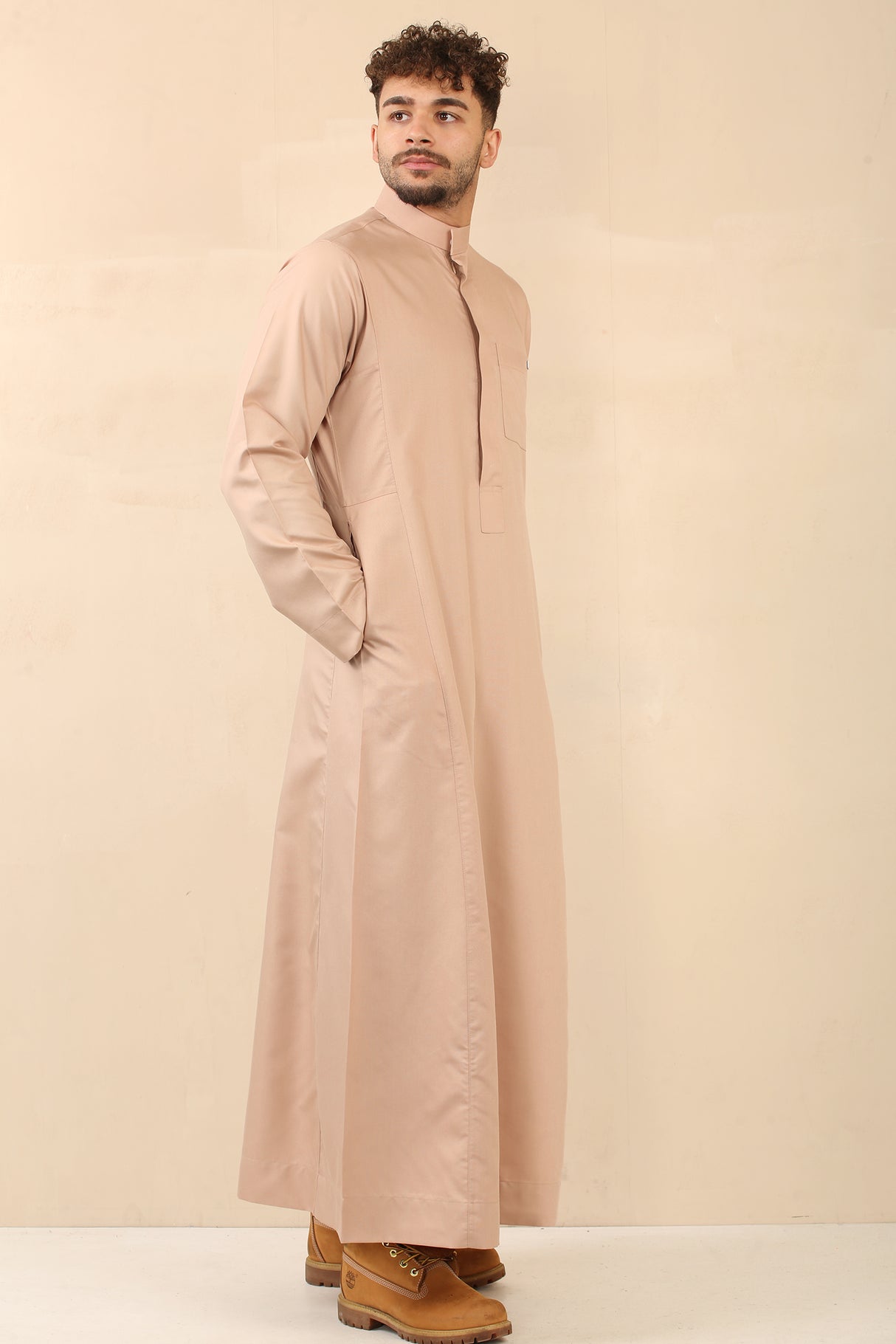 Men's Saudi Oxford Classic Zipper Jubba (Beige)