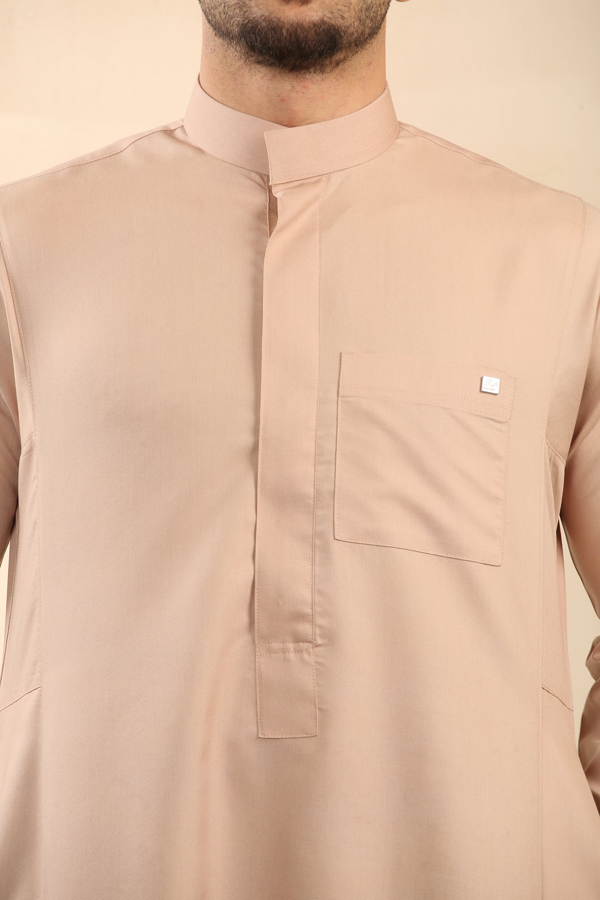 Men's Saudi Oxford Classic Zipper Jubba (Beige)