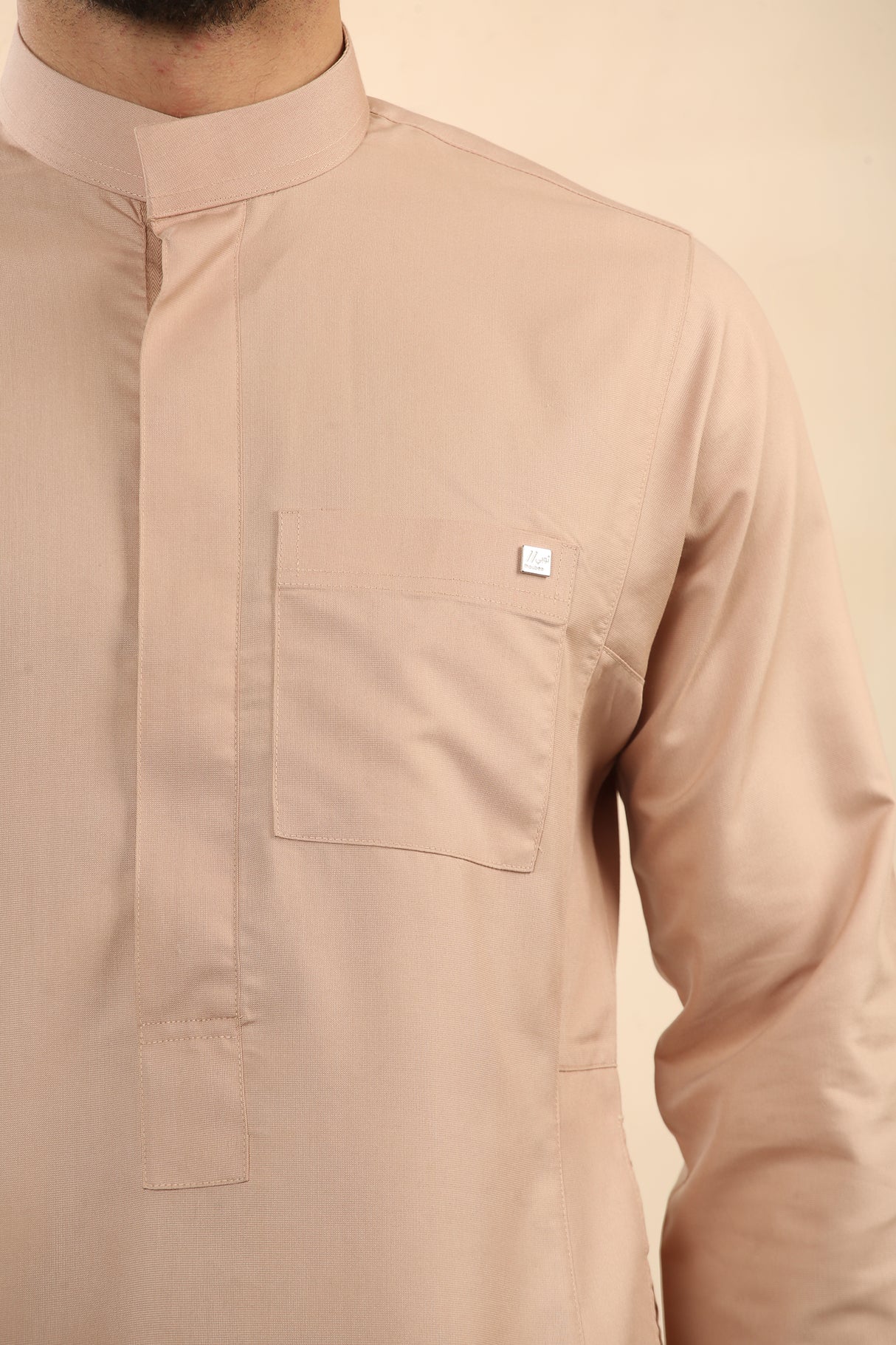 Men's Saudi Oxford Classic Zipper Jubba (Beige)