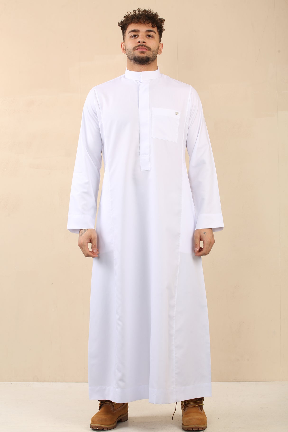 Men's Saudi Oxford Classic Zipper Jubba (White)