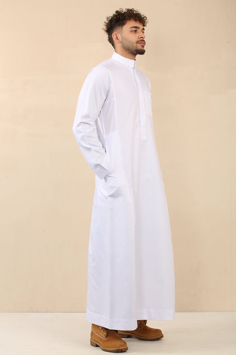 Men's Saudi Oxford Classic Zipper Jubba (White)