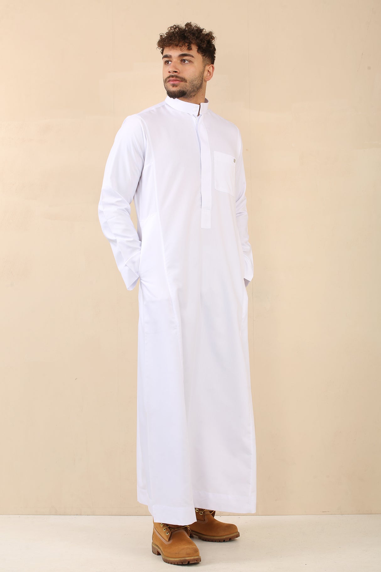 Men's Saudi Oxford Classic Zipper Jubba (White)