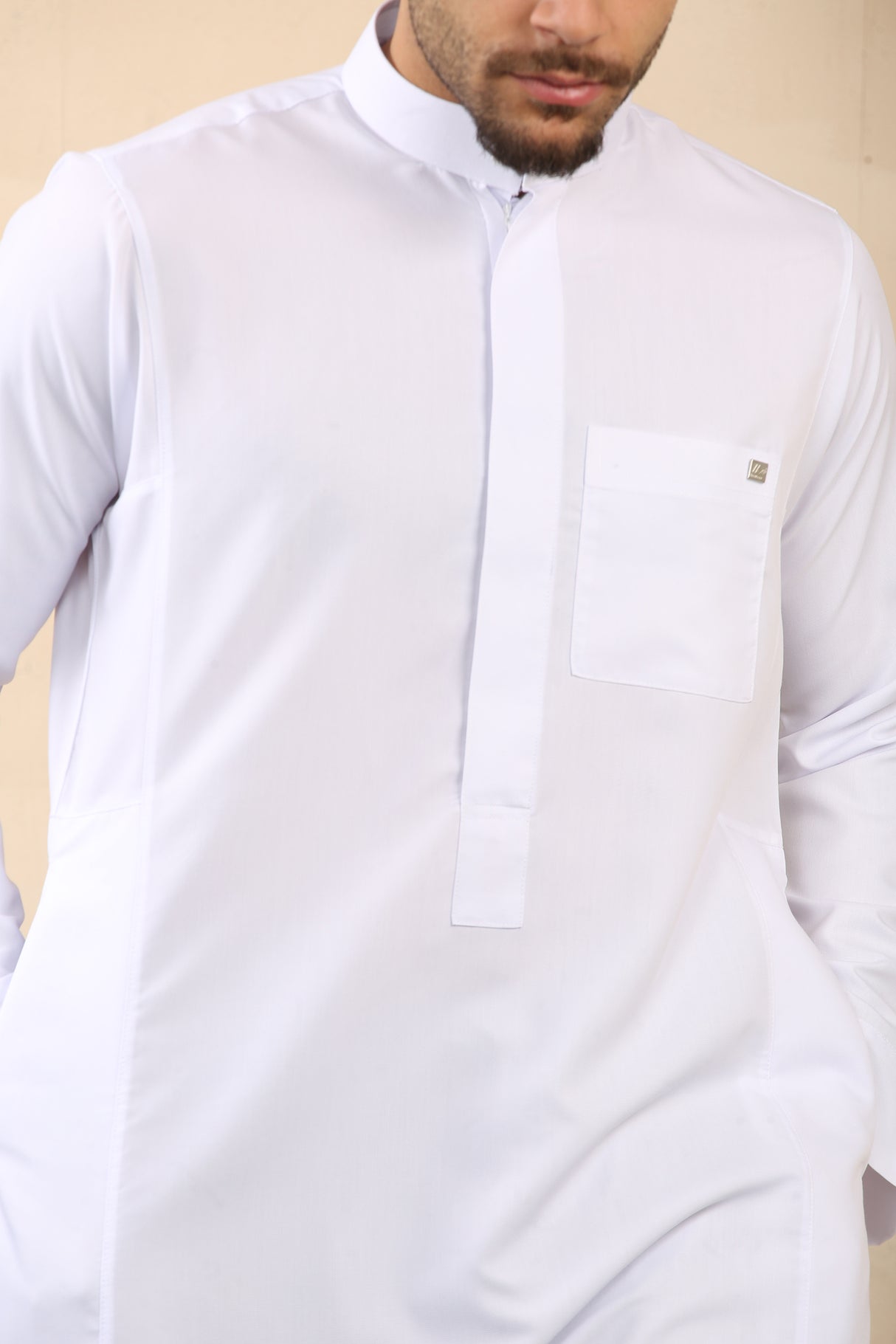 Men's Saudi Oxford Classic Zipper Jubba (White)