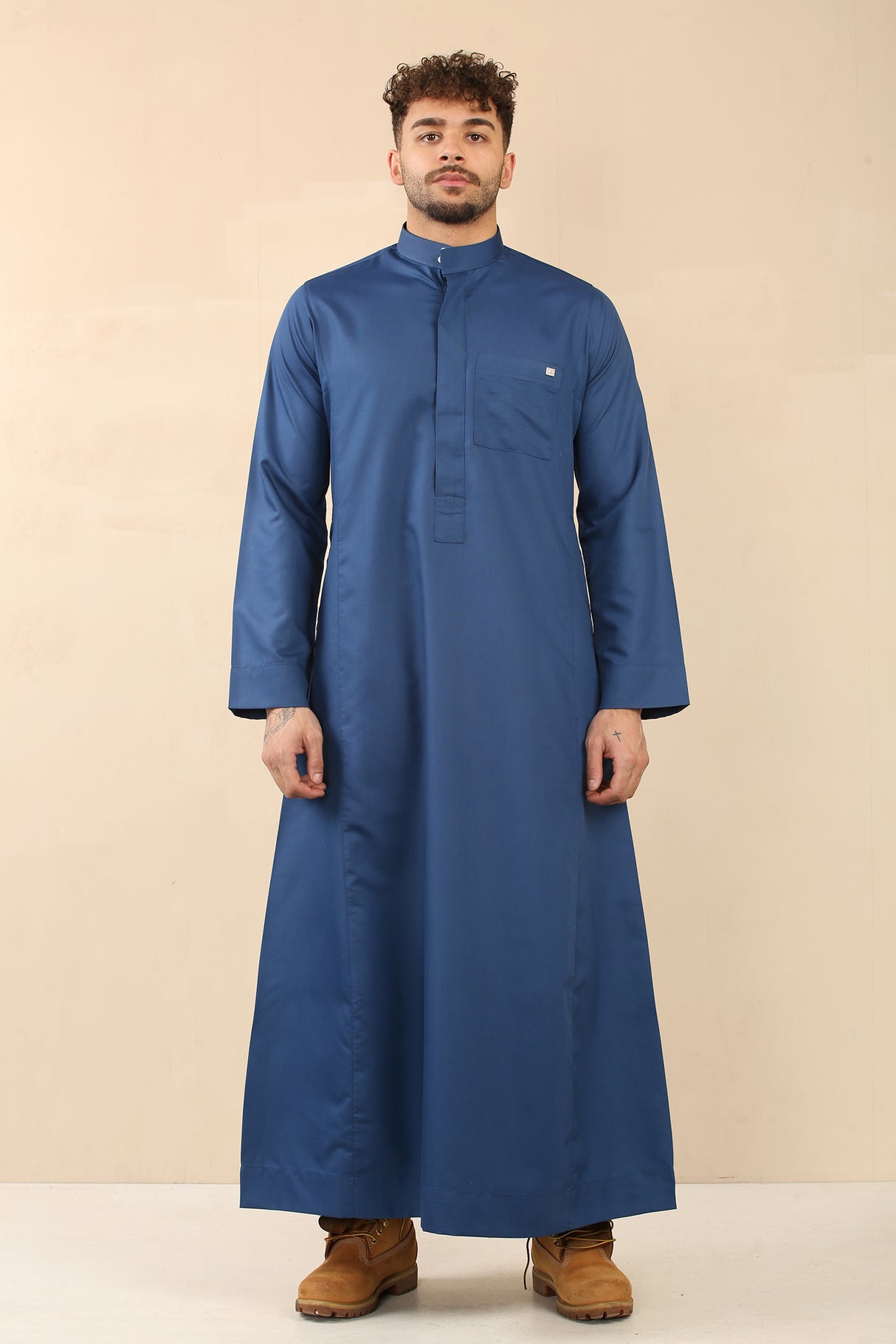 Men's Saudi Oxford Classic Zipper Jubba (Blue)