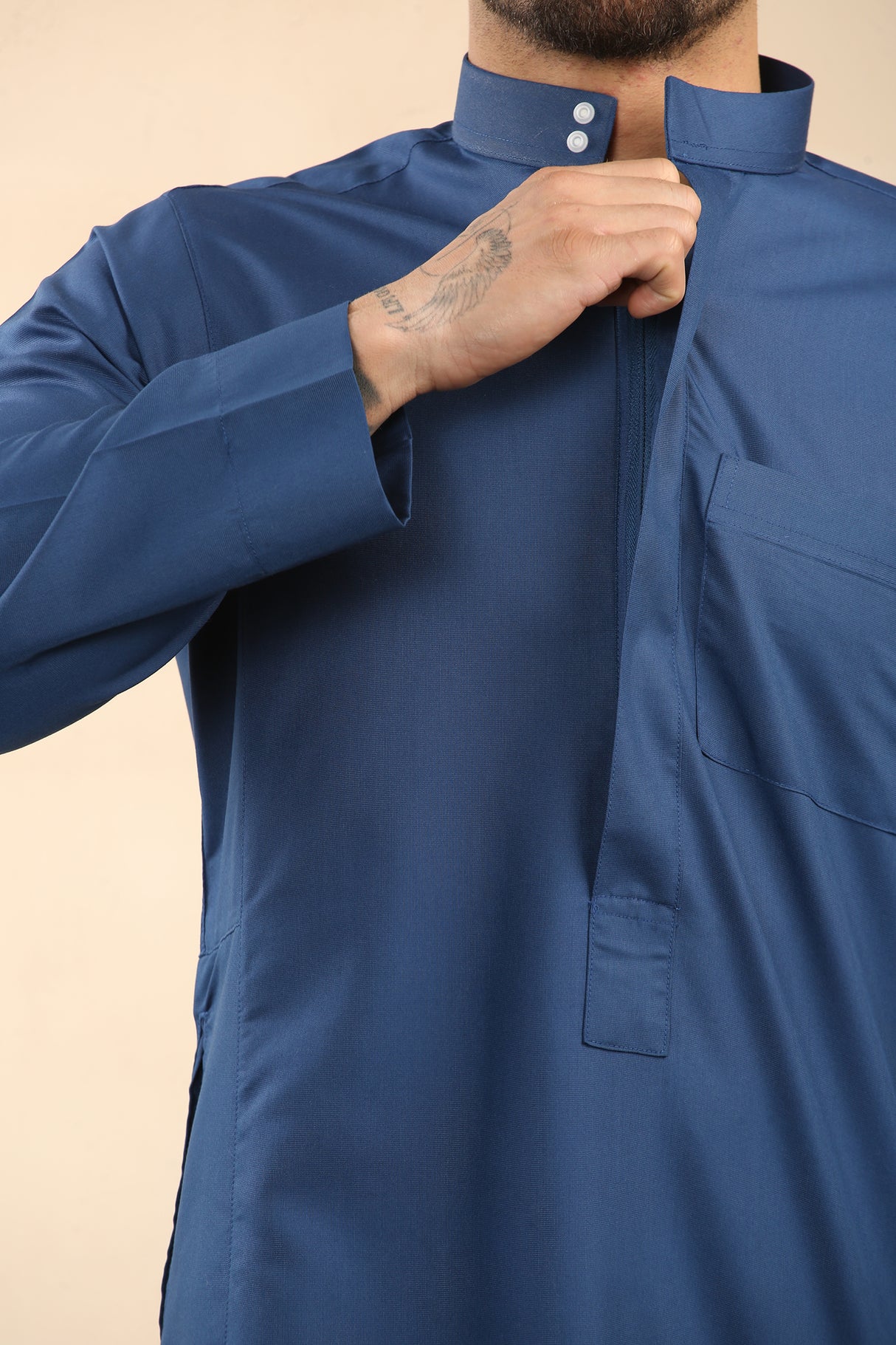 Men's Saudi Oxford Classic Zipper Jubba (Blue)