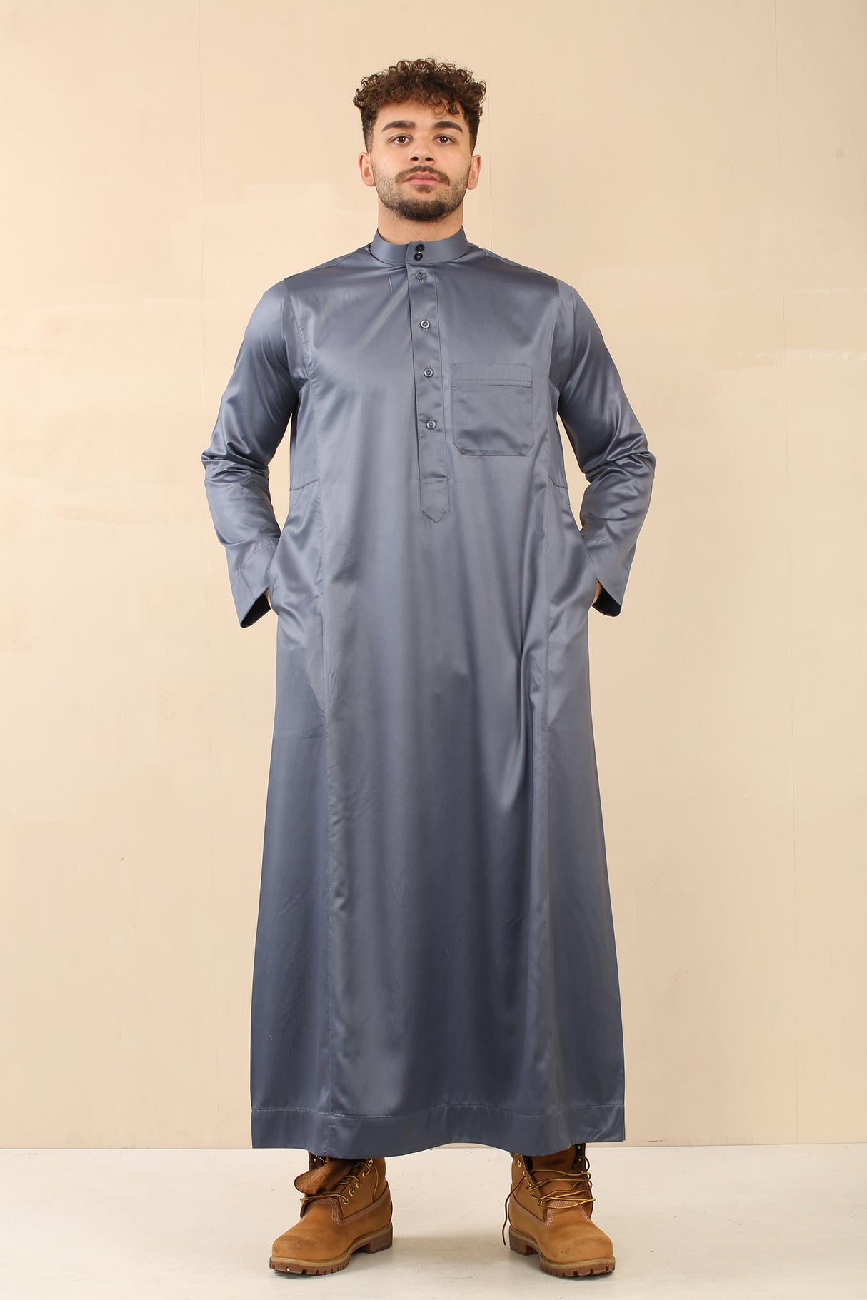 Men's Saudi Classic Shiny Jubba (Grey)