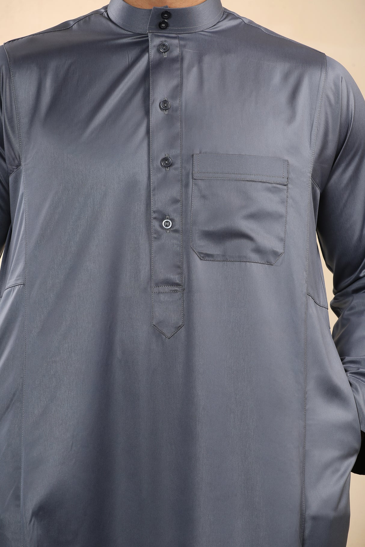 Men's Saudi Classic Shiny Jubba (Grey)