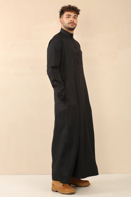 Men's Saudi Classic Luxury Thick Soft Jubba (Black)