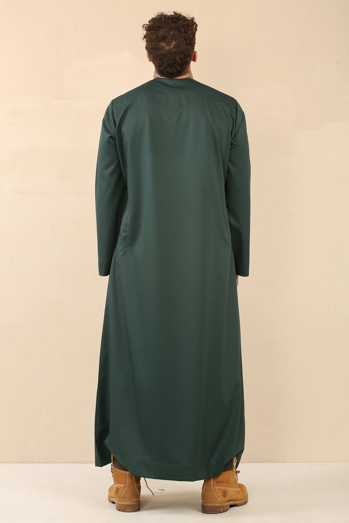 Men's Emirati Embroidered Cotton Zipper Jubba (Emerald Green)