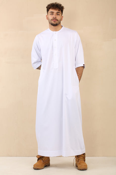 Men's Short Sleeve Viscose Jubba (White)