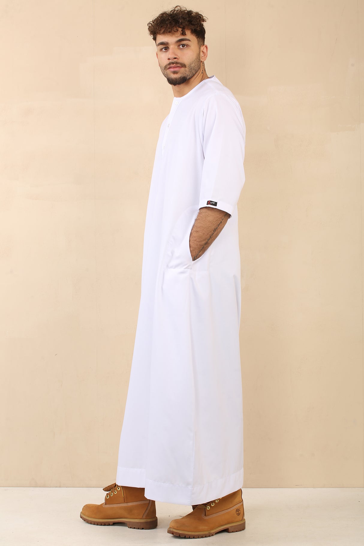 Men's Short Sleeve Viscose Jubba (White)