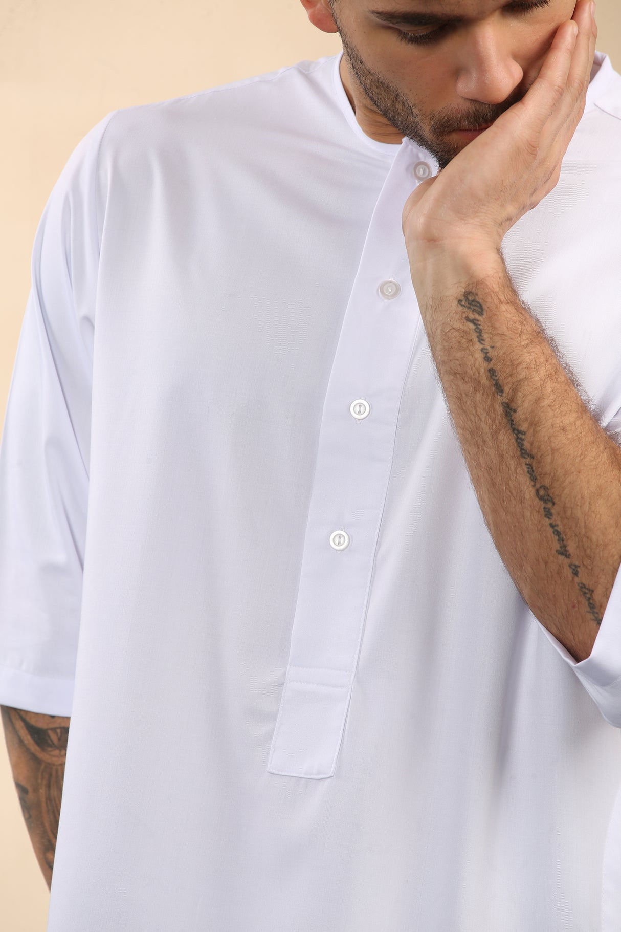 Men's Short Sleeve Viscose Jubba (White)