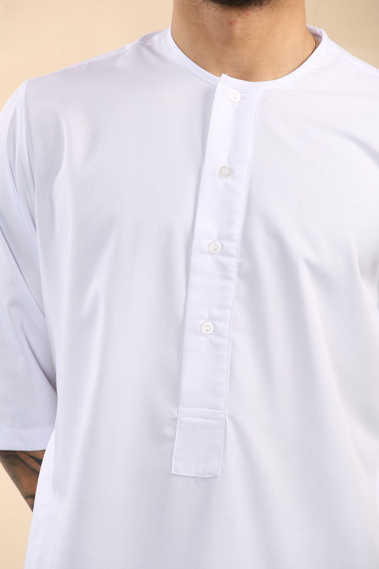 Men's Short Sleeve Viscose Jubba (White)