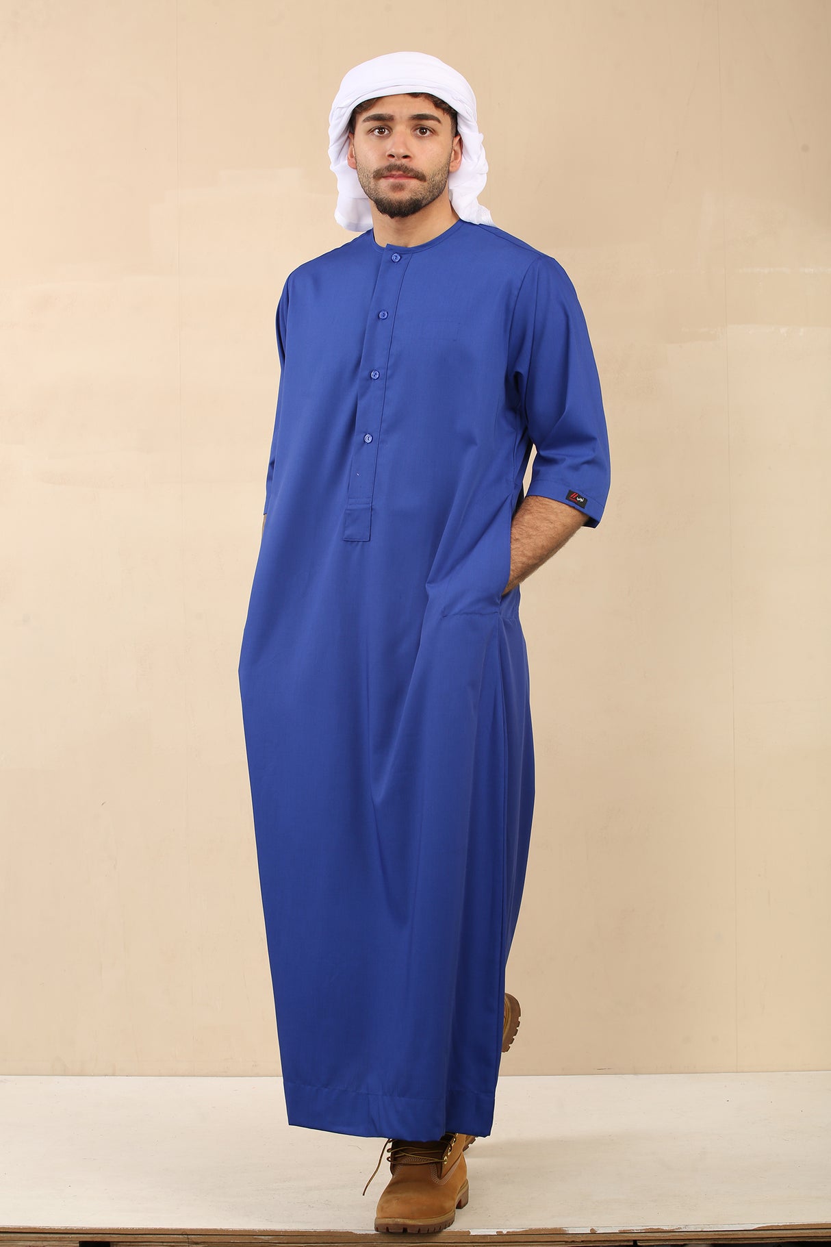 Men's Short Sleeve Viscose Jubba (Blue)