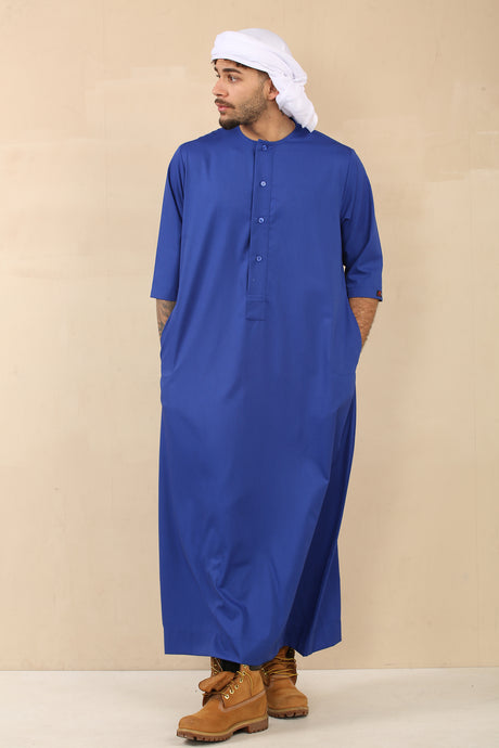 Men's Short Sleeve Viscose Jubba (Blue)