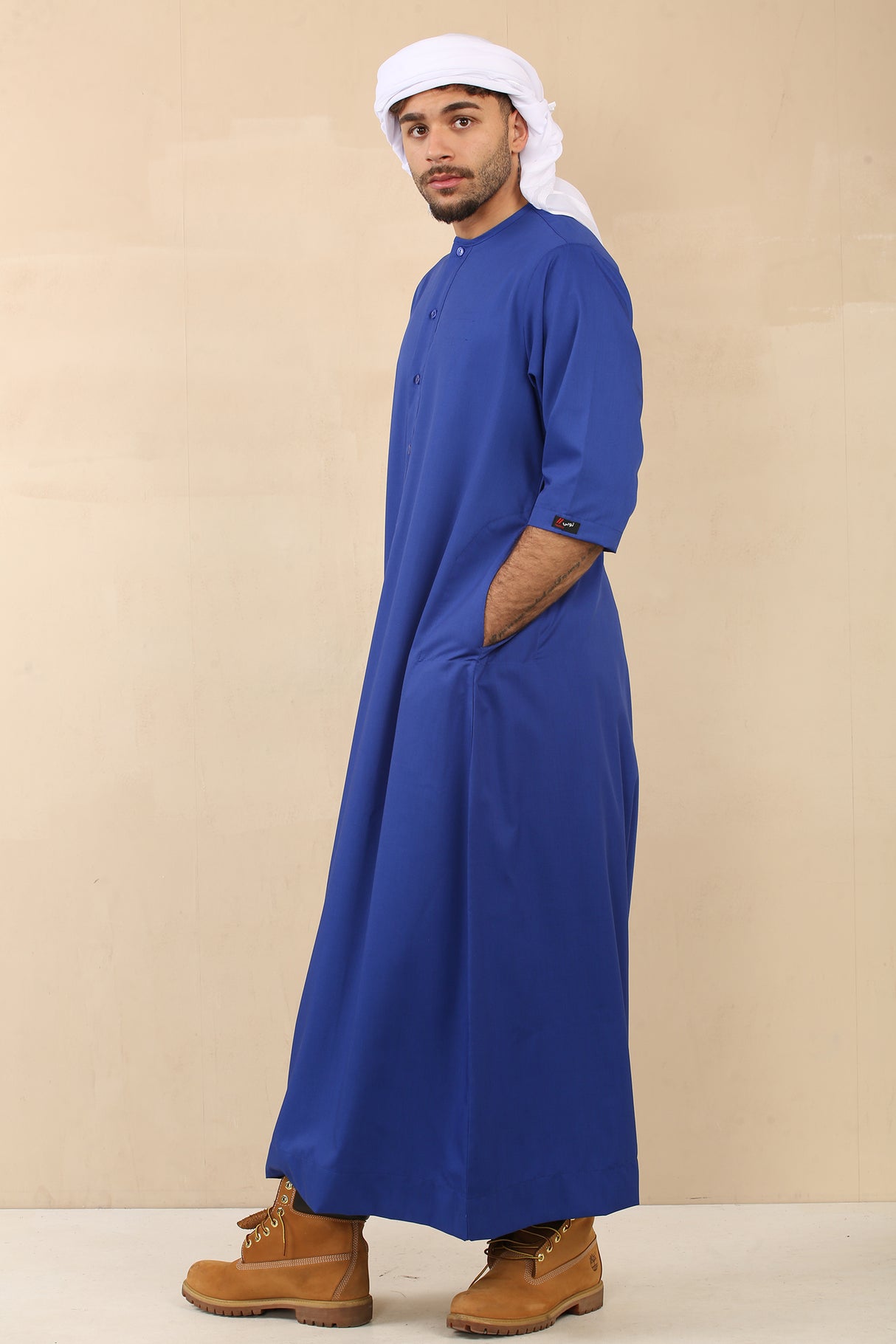 Men's Short Sleeve Viscose Jubba (Blue)