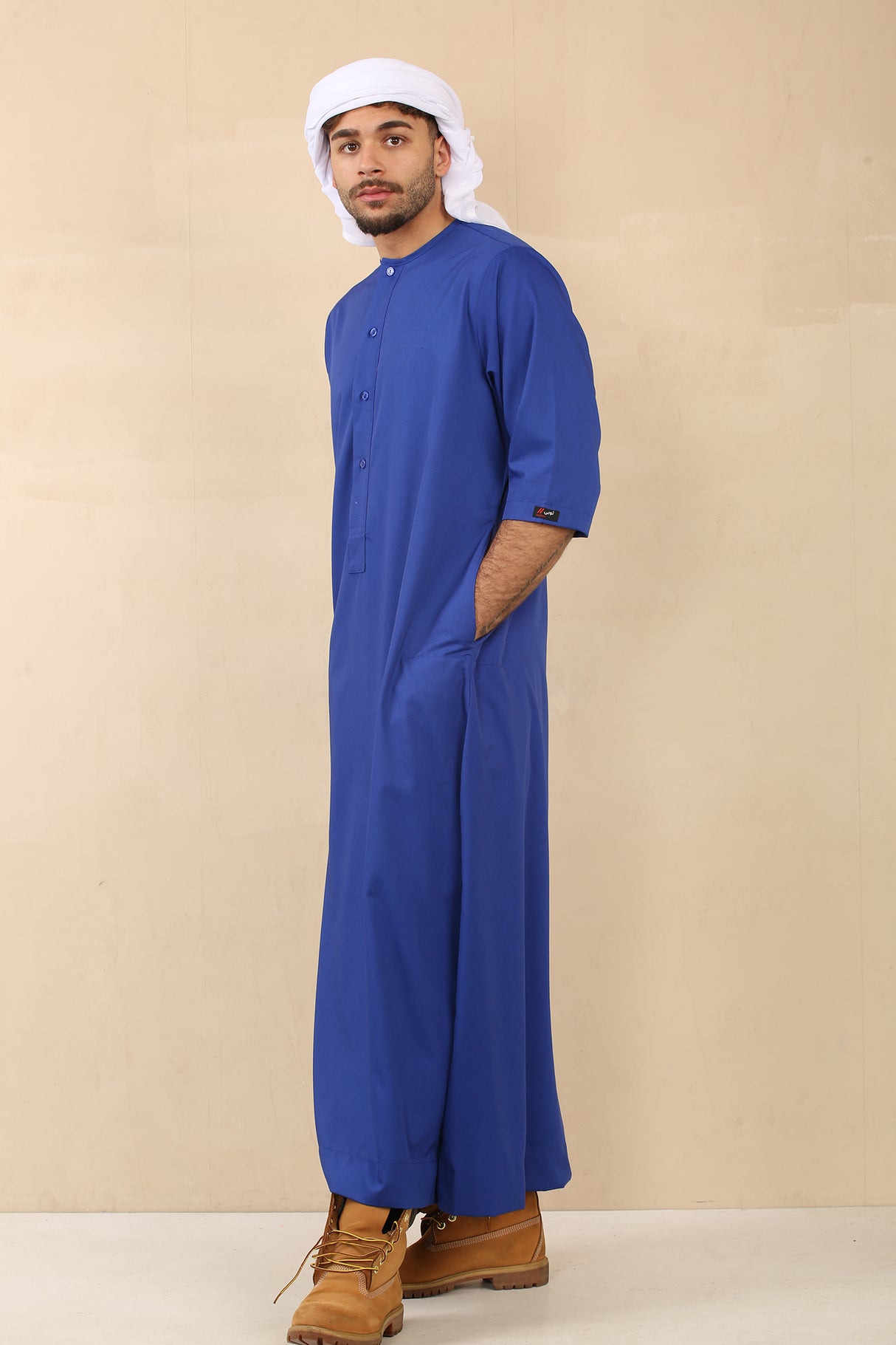 Men's Short Sleeve Viscose Jubba (Blue)