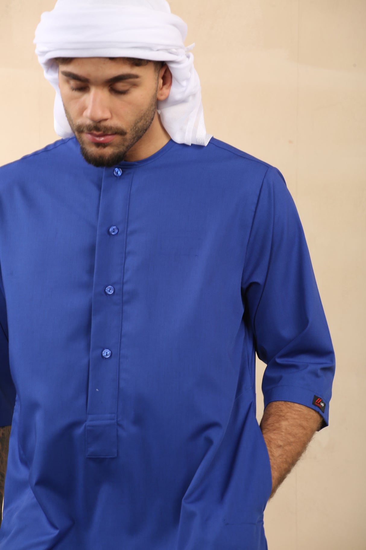 Men's Short Sleeve Viscose Jubba (Blue)