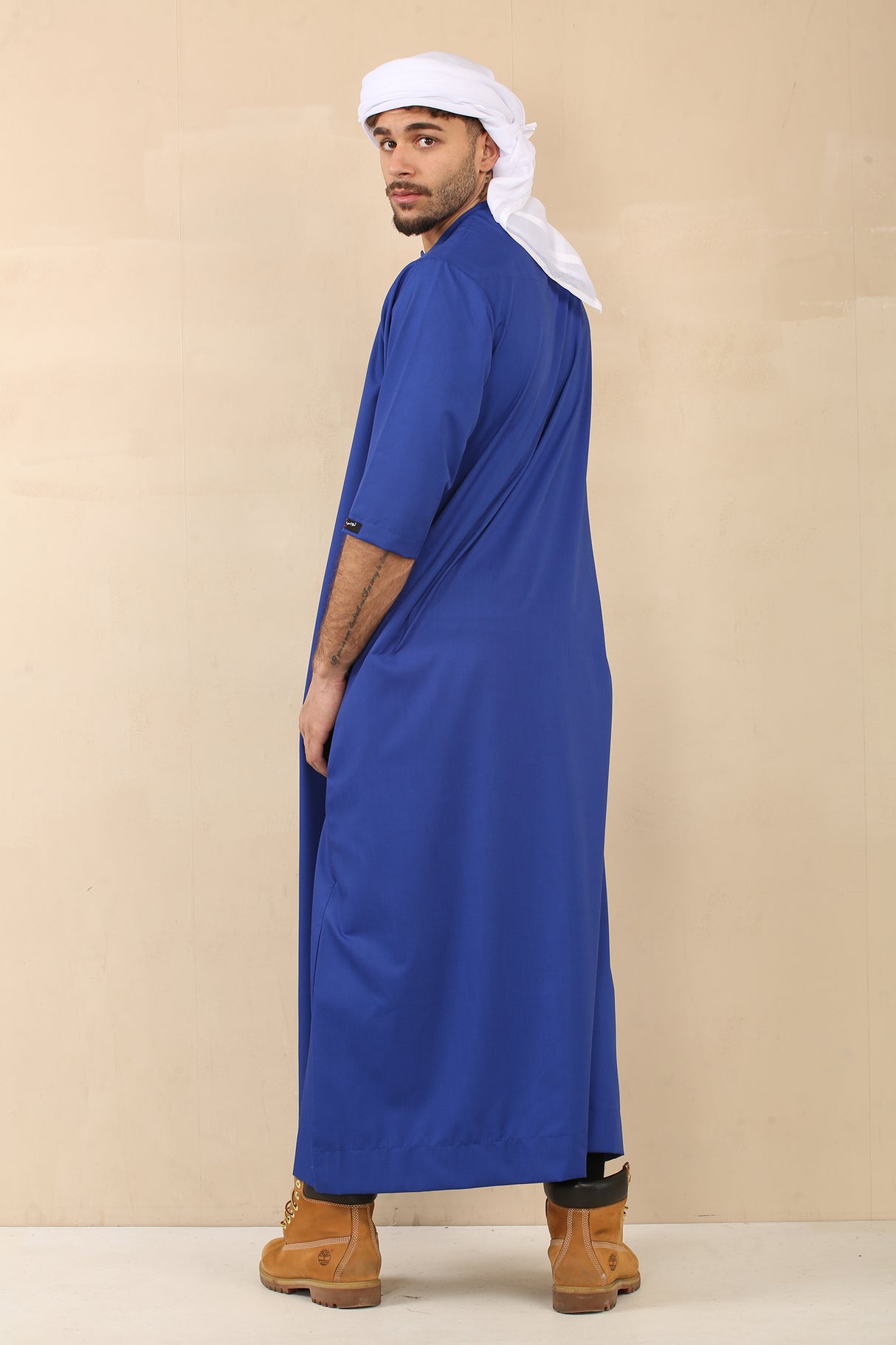 Men's Short Sleeve Viscose Jubba (Blue)