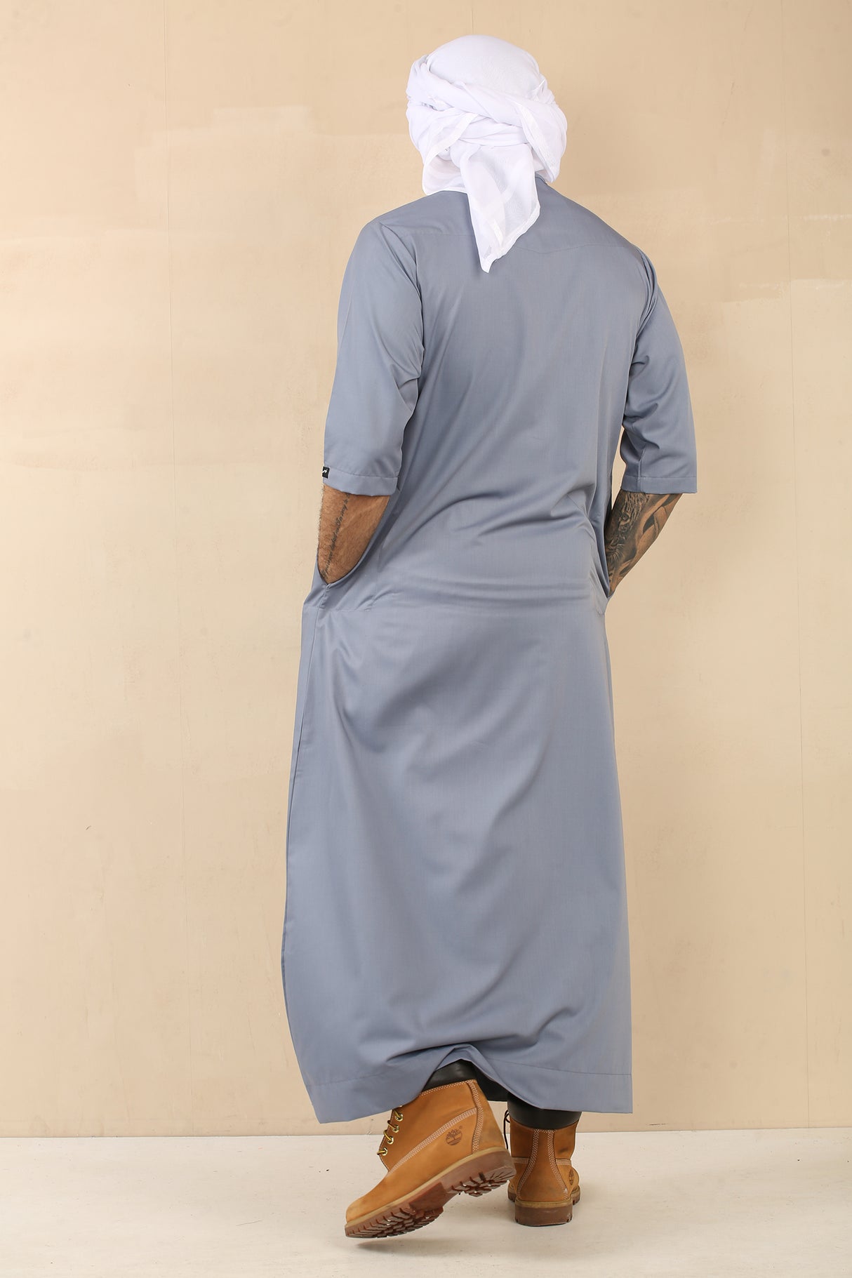Men's Short Sleeve Viscose Jubba (Light Grey)