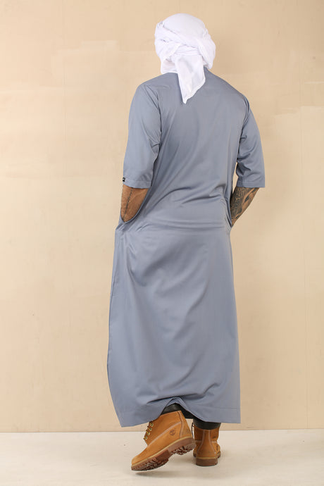 Men's Short Sleeve Viscose Jubba (Light Grey)