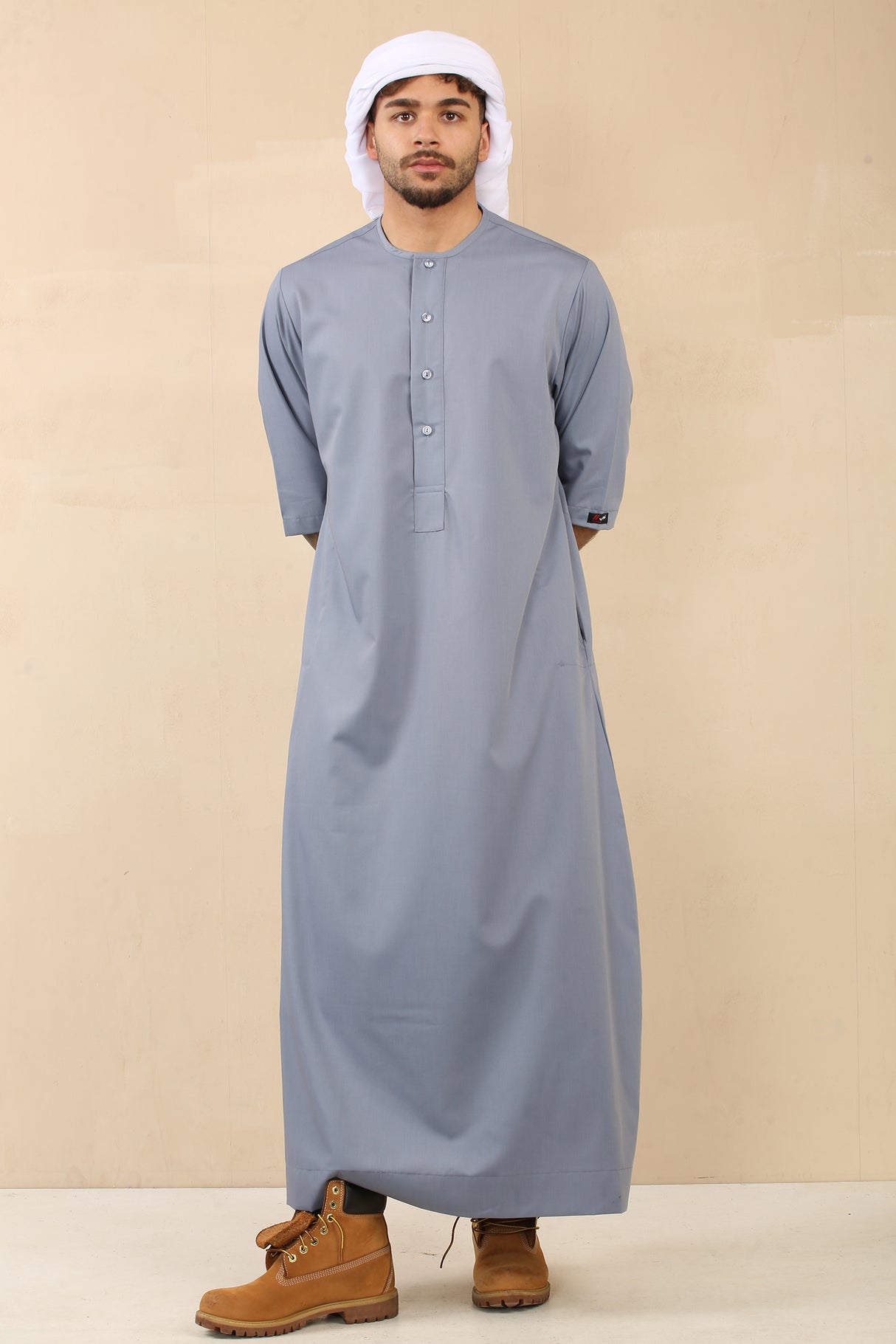 Men's Short Sleeve Viscose Jubba (Light Grey)