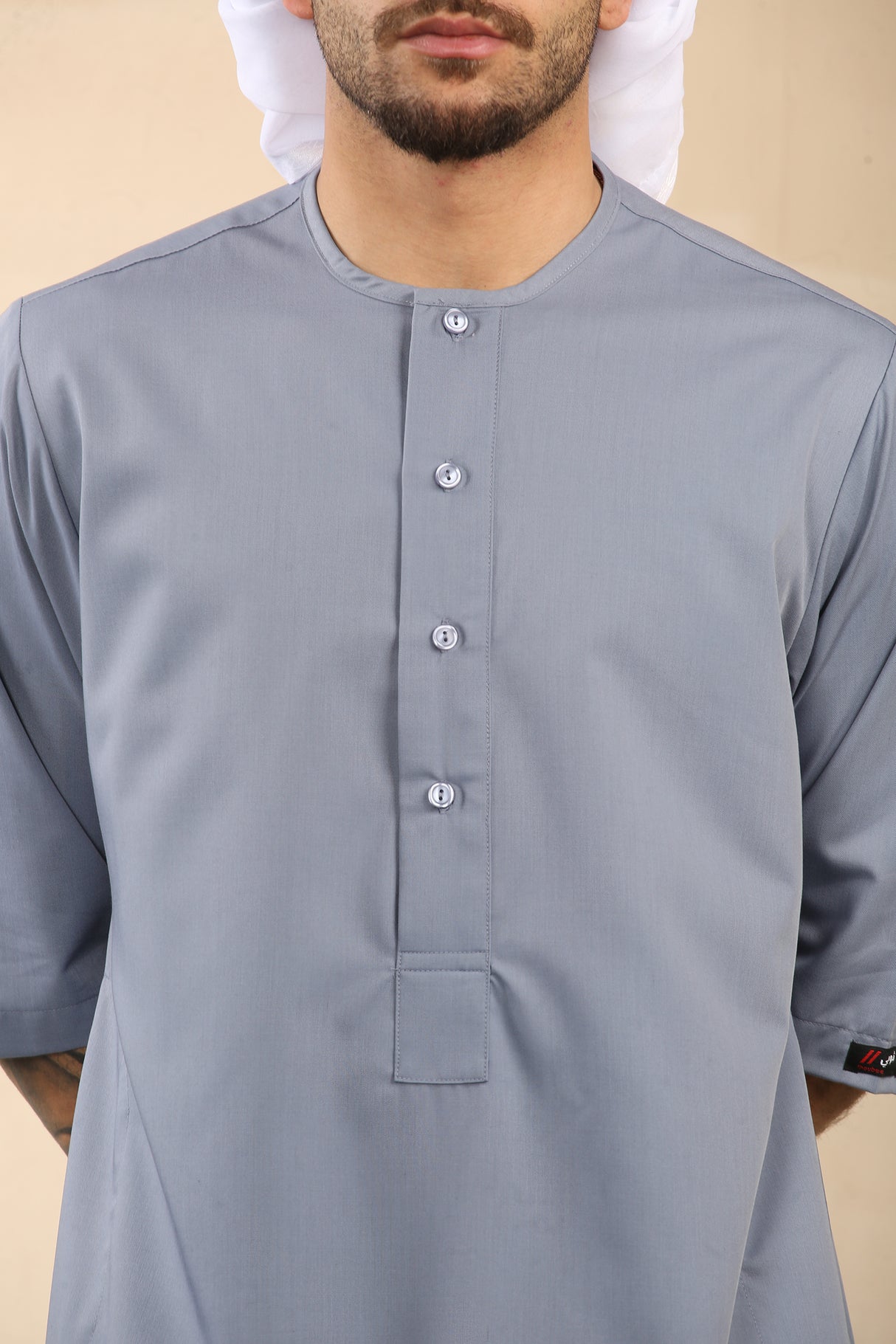 Men's Short Sleeve Viscose Jubba (Light Grey)