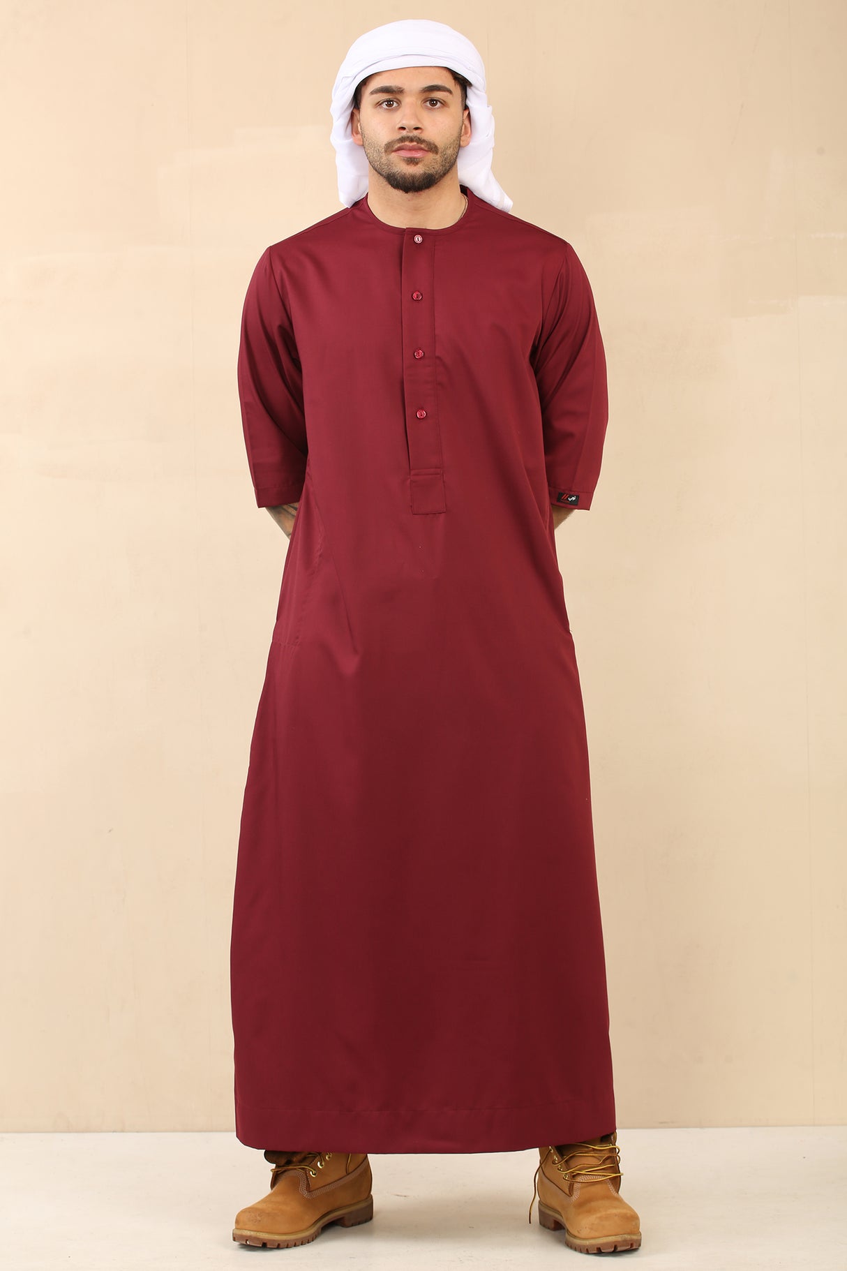 Men's Short Sleeve Viscose Jubba (Maroon)