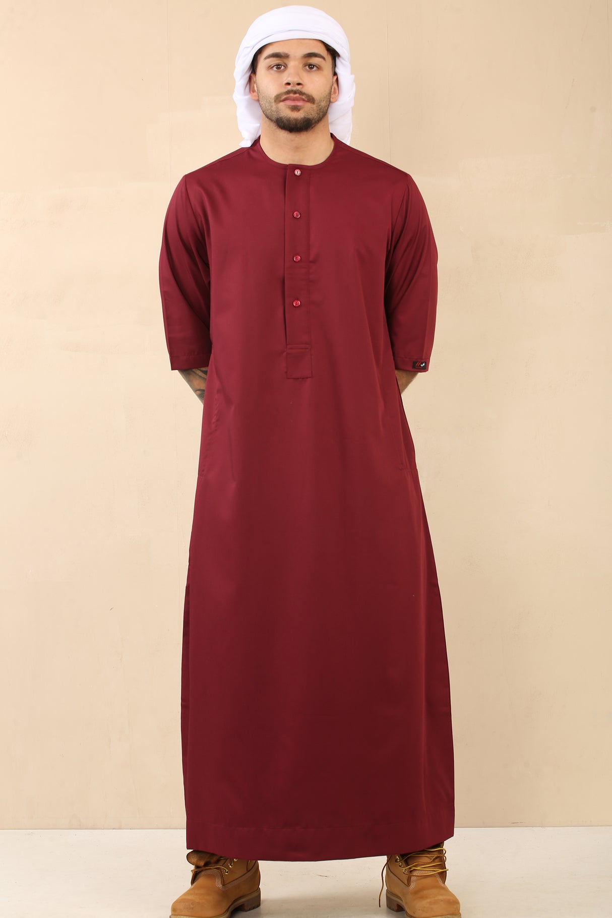 Men's Short Sleeve Viscose Jubba (Maroon)