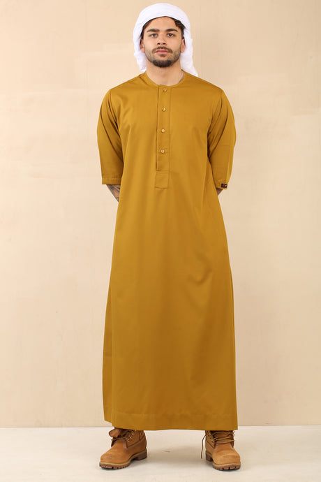 Men's Short Sleeve Viscose Jubba (Mustard Gold)