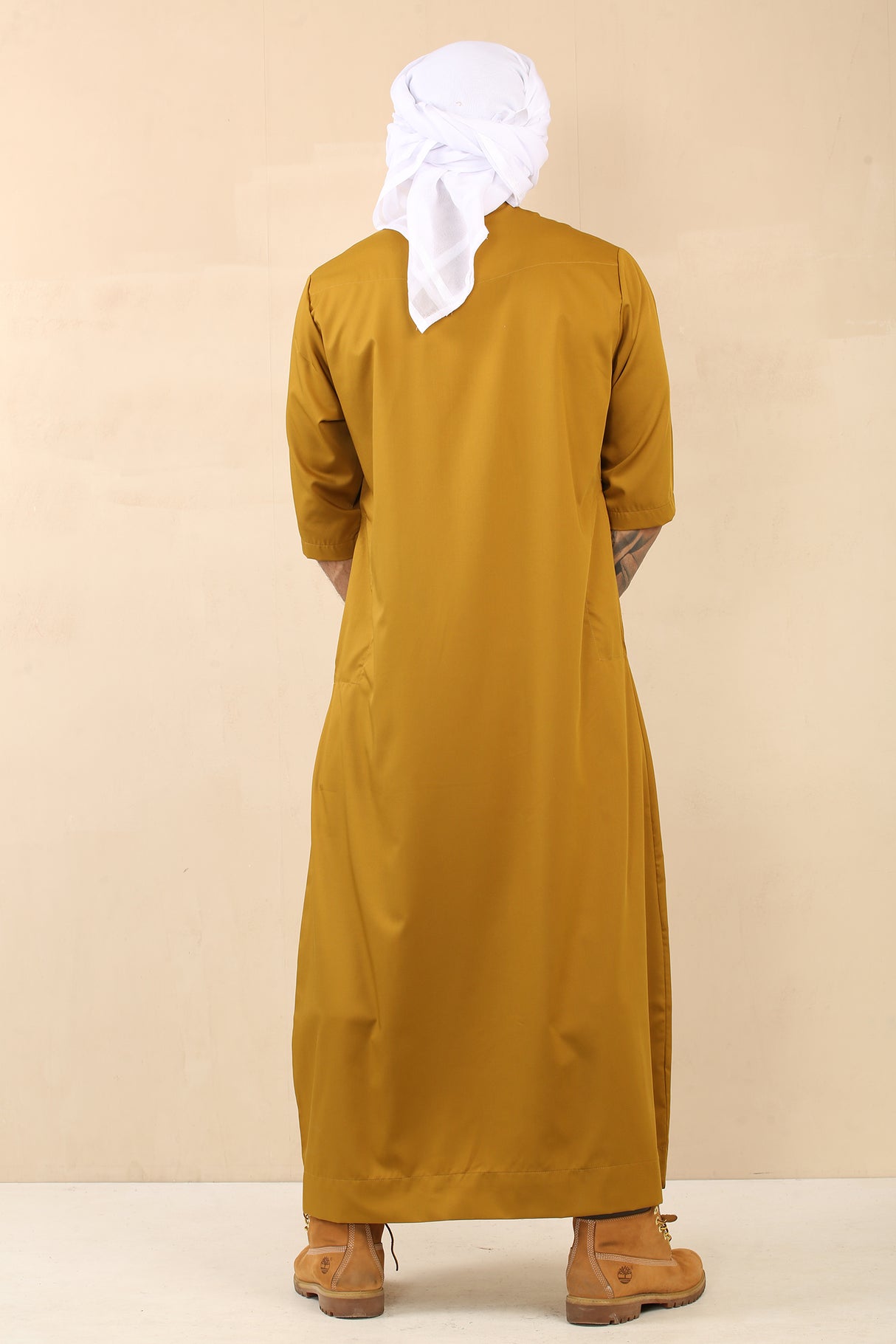 Men's Short Sleeve Viscose Jubba (Mustard Gold)