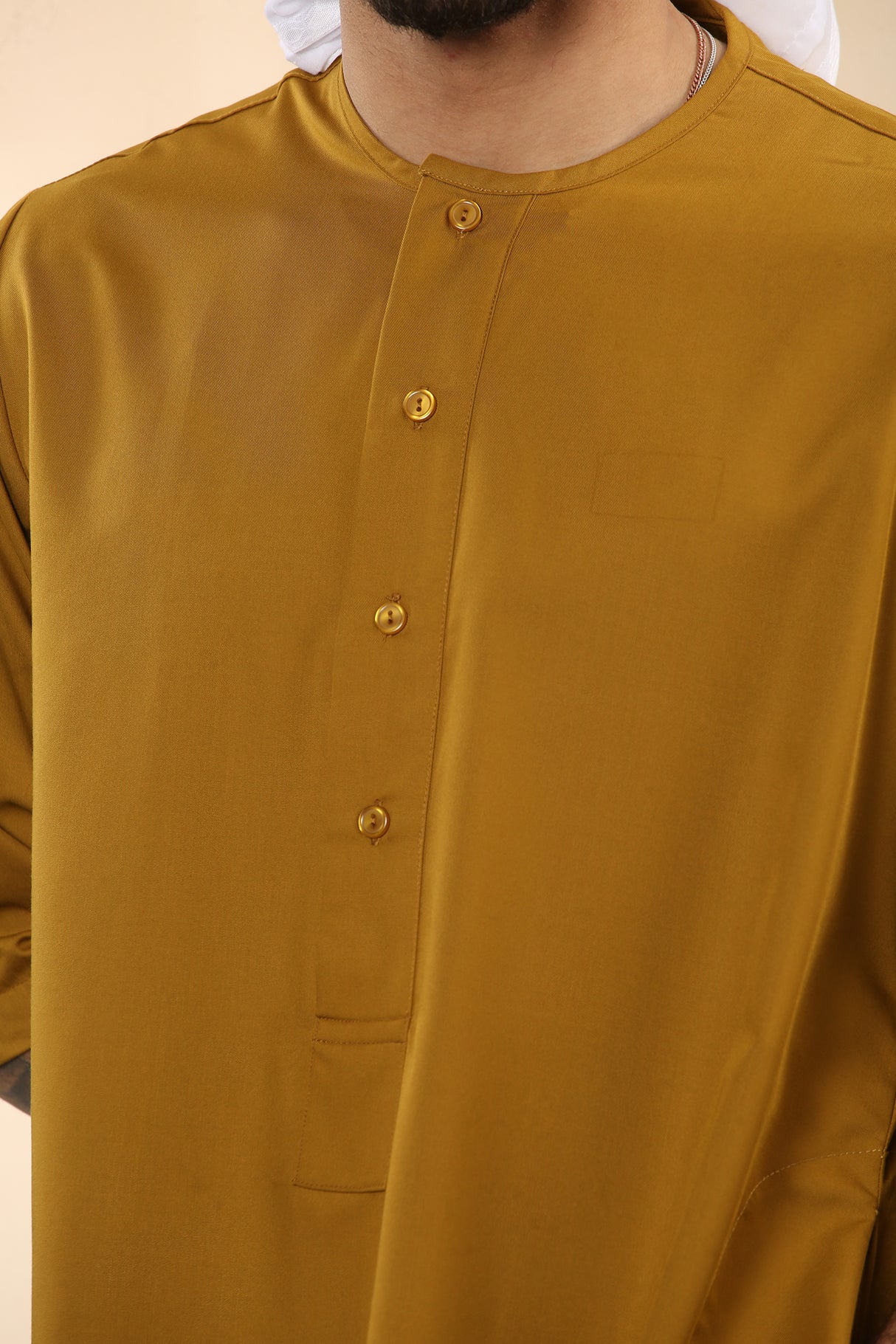Men's Short Sleeve Viscose Jubba (Mustard Gold)
