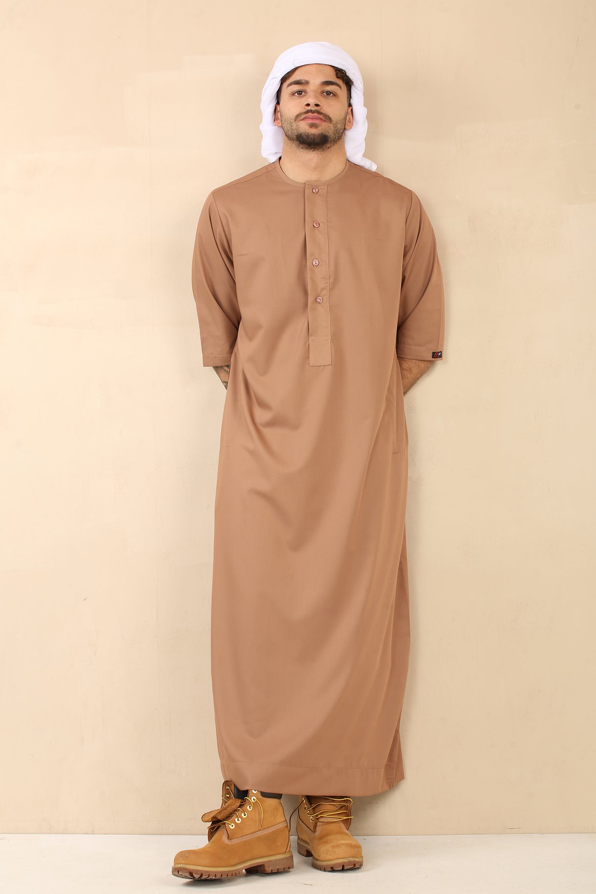 Men's Short Sleeve Viscose Jubba (Caramel)