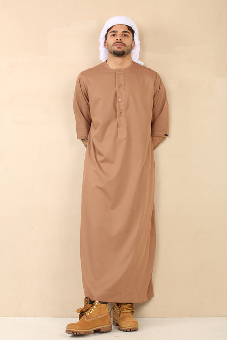 Men's Short Sleeve Viscose Jubba (Caramel)