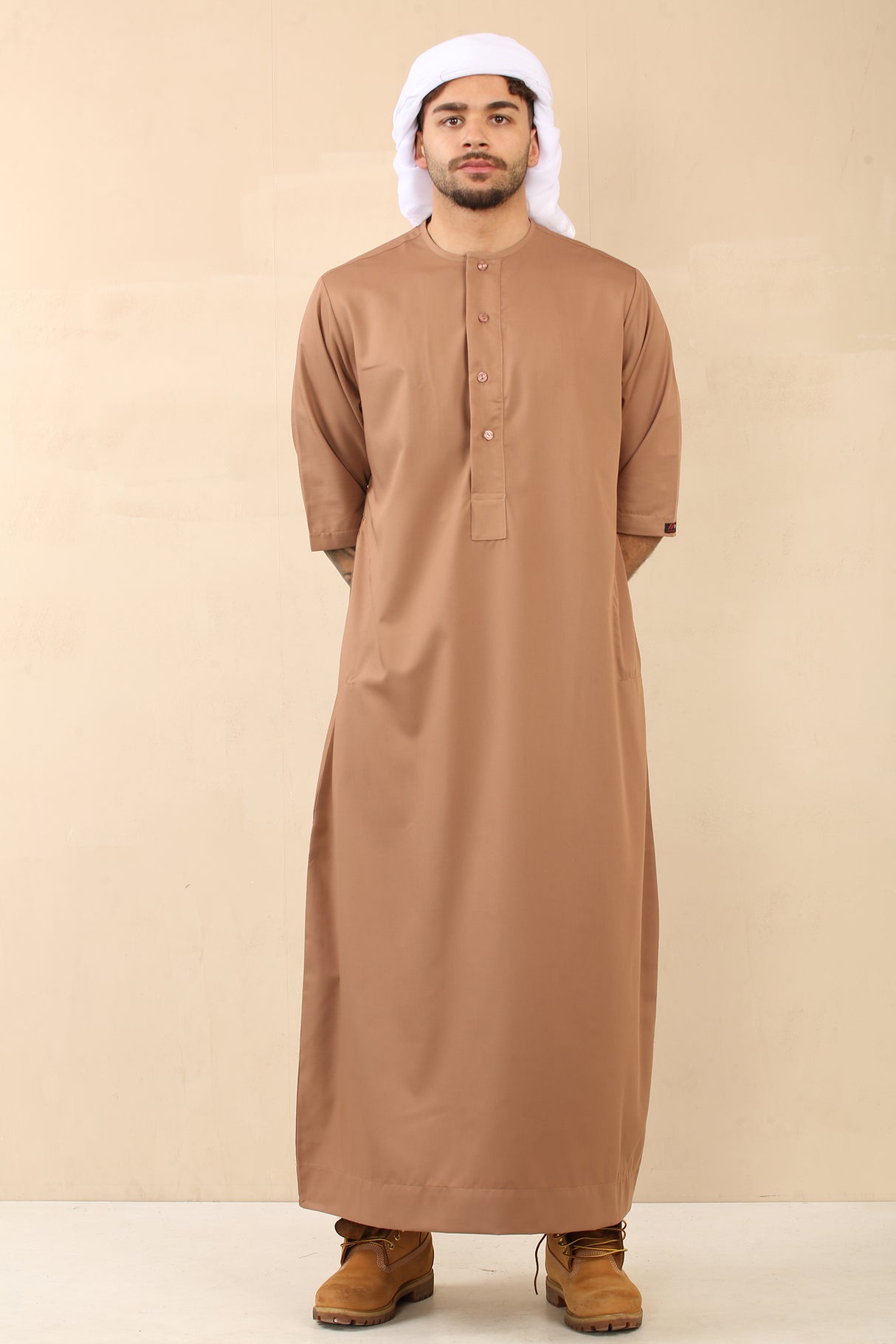 Men's Short Sleeve Viscose Jubba (Caramel)