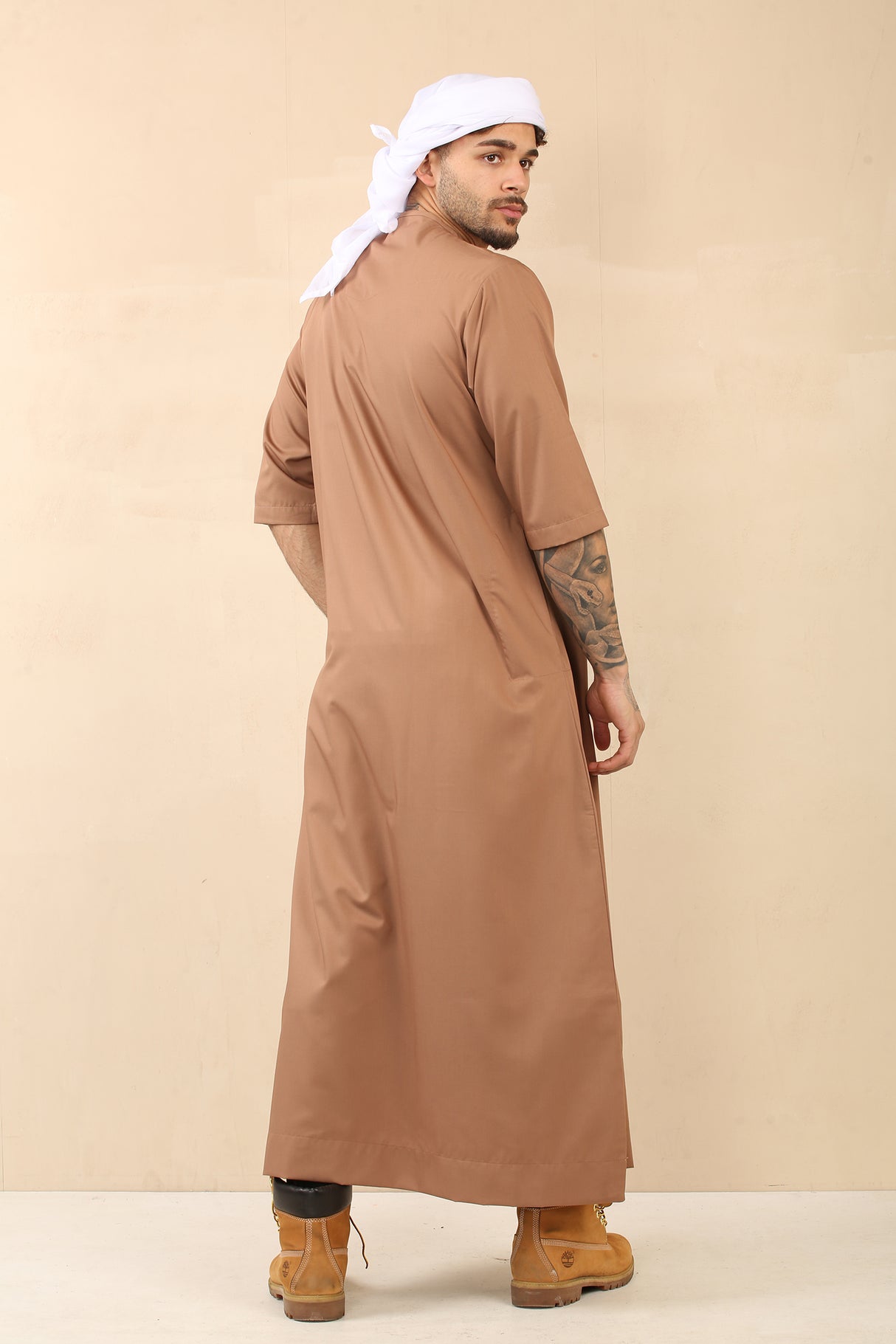 Men's Short Sleeve Viscose Jubba (Caramel)